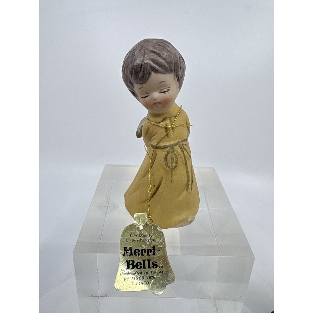 Vintage 1978 Jasco Angel Wishing Bell Fine Bisque Porcelain Handcrafted - Picture 2 of 6